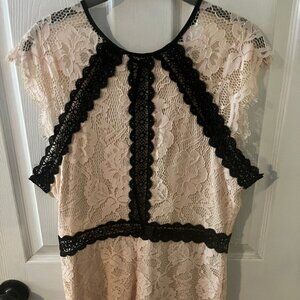 Gorgeous Bebe Romper Pale Pink Ivory Color with Black Lace type Detail